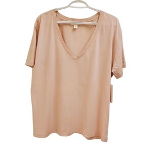 Treasure & Bond V-Neck Peach Short Sleeve Tee